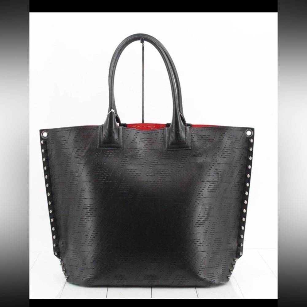 CHRISTIAN LOUBOUTIN Laser Cut
Black Leather Tote Bag with dust bag